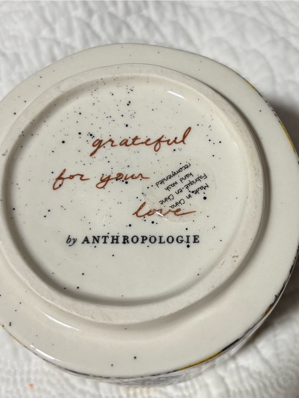 Anthropologie Floral Mug with Gold Script and Blue Handle - Picture 4 of 4